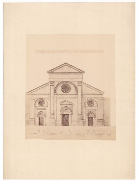 Disegno - Chiesa di San Sebastiano a Biella (1855 ca.) - Andrea Bona di Vercelli - Facciata