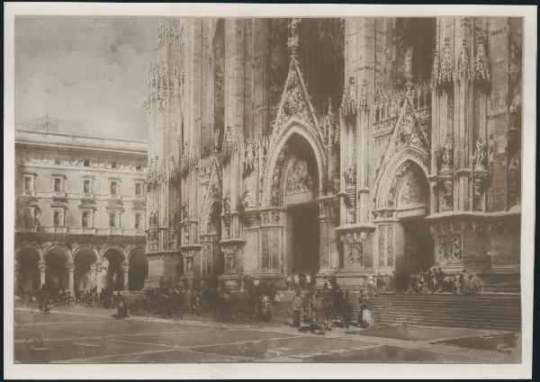 Disegno - Acquerello - Progetto per la facciata del Duomo di Milano, veduta ideale - Luca Beltrami