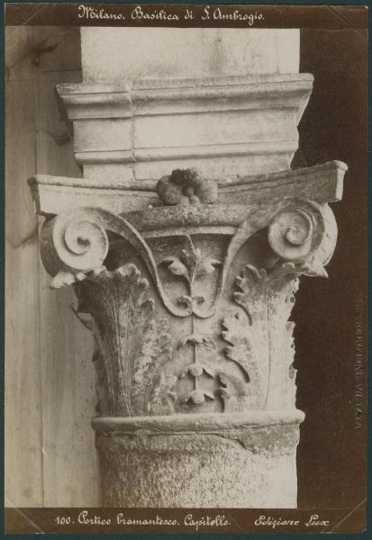 Scultura - Capitello - Decorazioni fitomorfe - Milano - Basilica di Sant'Ambrogio - Portico della Canonica (Portico del Bramante)