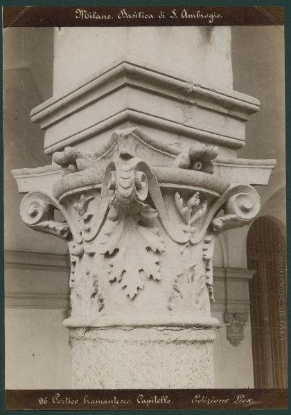 Scultura - Capitello - Decorazioni fitomorfe - Milano - Basilica di Sant'Ambrogio - Portico della Canonica (Portico del Bramante)