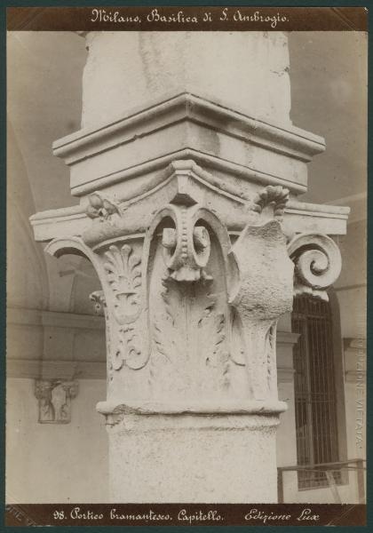 Scultura - Capitello - Decorazioni fitomorfe - Milano - Basilica di Sant'Ambrogio - Portico della Canonica (Portico del Bramante)