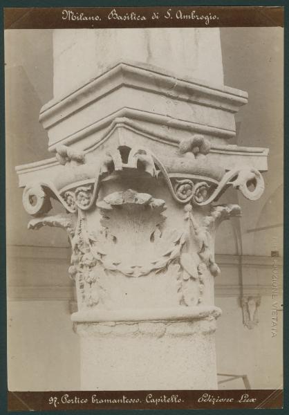 Scultura - Capitello - Decorazioni fitomorfe - Milano - Basilica di Sant'Ambrogio - Portico della Canonica (Portico del Bramante)