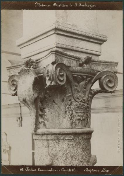 Scultura - Capitello - Decorazioni fitomorfe - Milano - Basilica di Sant'Ambrogio - Portico della Canonica (Portico del Bramante)