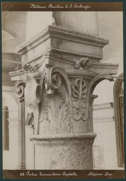 Scultura - Capitello - Decorazioni fitomorfe - Milano - Basilica di Sant'Ambrogio - Portico della Canonica (Portico del Bramante)