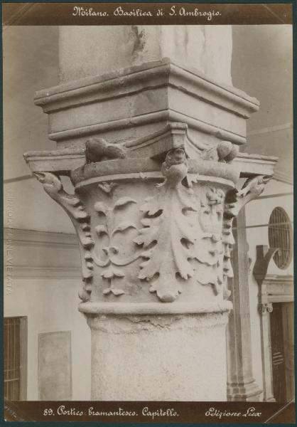 Scultura - Capitello - Decorazioni fitomorfe - Milano - Basilica di Sant'Ambrogio - Portico della Canonica (Portico del Bramante)