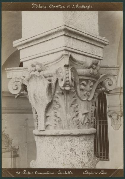 Scultura - Capitello - Decorazioni fitomorfe - Milano - Basilica di Sant'Ambrogio - Portico della Canonica (Portico del Bramante)