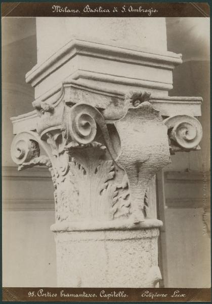 Scultura - Capitello - Decorazioni fitomorfe - Milano - Basilica di Sant'Ambrogio - Portico della Canonica