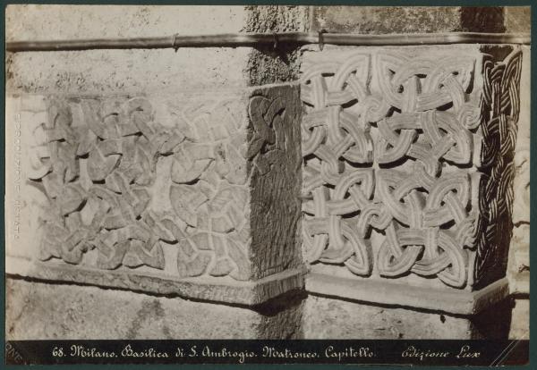 Scultura - Capitello romanico - Decorazioni fitomorfe - Milano - Basilica di Sant'Ambrogio - Matroneo