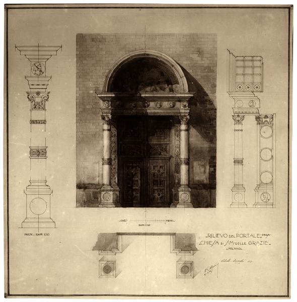 Disegno - Rilievo - Lapide di Santa Maria delle Grazie a Milano