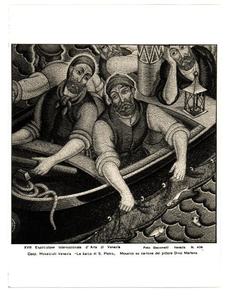 Venezia - XVIII Esposizione Internazionale d'Arte - Coop - Mosaicisti Venezia, Dino Martens, La barca di San Pietro, mosaico (su cartone di)