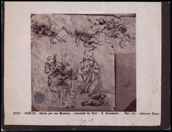 Disegno - Studio per una Madonna con Bambino, San Giuseppe e angeli - Leonardo da Vinci - Venezia - Gallerie dell'Accademia - inv. 256
