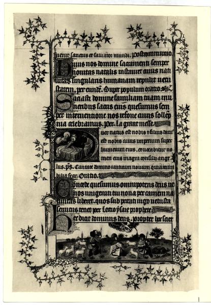 Torino - Museo Civico - Libro delle ore del Duca di Berry, J. Van Eyck, tav. XIX - fol. 9 V°, pagina miniata, pergamena