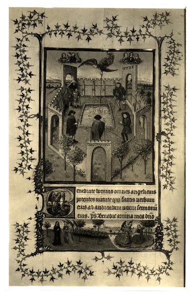 Torino - Museo Civico - Libro delle ore del Duca di Berry, J. Van Eyck, tav. XXIX - fol. 109 V°, pagina miniata, pergamena