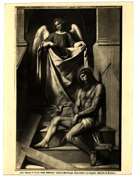 Dipinto - Cristo in passione e l'Angelo - Moretto - Brescia - Pinacoteca Tosio Martinengo