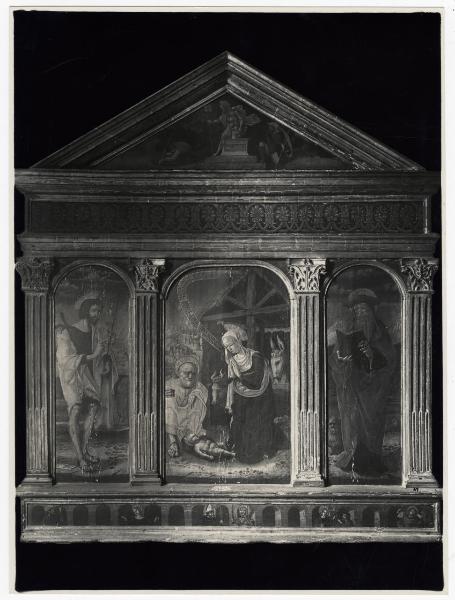 Milano - Proprietà Bagatti Valsecchi - Trittico, A. De Corna, L'adorazione, S. Giovanni e S. Girolamo, dipinto