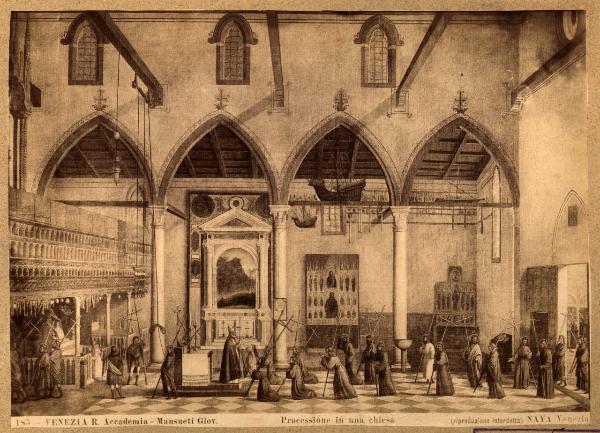 Venezia - Galleria dell' Accademia - Giovanni Mansueti, Processione in una chiesa, olio su tela