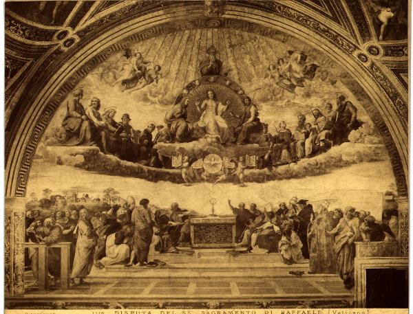 Dipinto murale - Disputa del Sacramento - Raffaello Sanzio - Città del Vaticano - Musei Vaticani - Stanze di Raffaello - Stanza della Segnatura