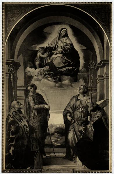 Brescia - Pinacoteca Civica Tosio Martinengo - Sala X, Moretto, Madonna in gloria con i Santi Benedetto, Paterio, Eufemia e Giustina