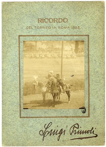 Roma - Torneo per le nozze d'argento di Umberto I e Margherita di Savoia - Vittorio Emanuele principe di Napoli in costume da Umberto Biancamano con il capitano Avogadro