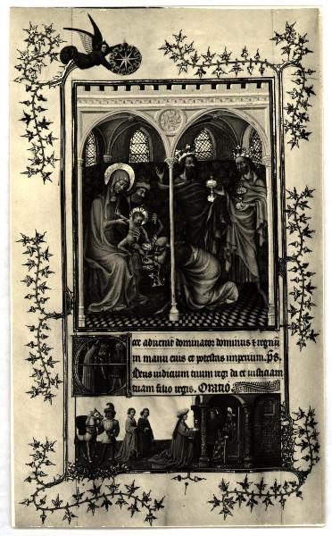 Torino - Museo Civico - Libro delle ore del Duca di Berry, Jan Van Eyck, Adorazione dei Magi, tav - XIII - fol - 13 V°, pagina miniata