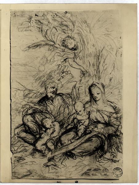 Bologna - Pinacoteca Nazionale - Bartolomeo Biscaino, Sacra Famiglia, disegno su carta