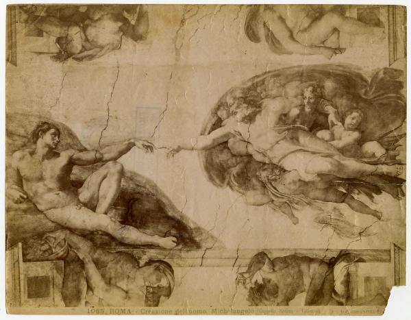 Roma - Cappella Sistina - Michelangelo, La creazione dell'uomo, affresco della volta (1508-1512)