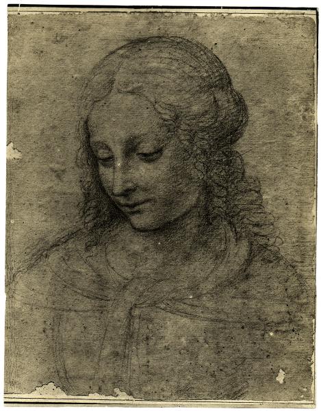 Bernardino Luini (?), ritratto femminile, schizzo a matita su carta