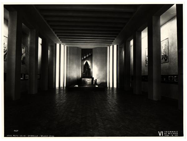 Milano - VI Triennale d'Arte - Padiglione dell'Ungheria, particolare di una sala allestita dall'architetto Arkay