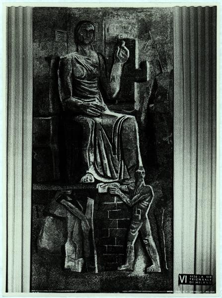 Milano - VI Triennale d'Arte - Mario Sironi, Il lavoro fascista, particolare, mosaico eseguito dalla Ditta Salviati