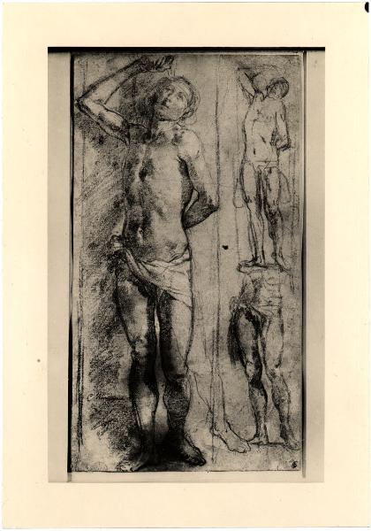 Milano - Pinacoteca Ambrosiana (?). Pier Francesco Mazzucchelli detto Morazzone, studio per San Sebastiano, matita su carta.