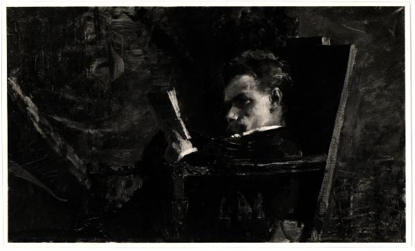 Vincenzo Irolli, Massimo Gorky nel suo studio, olio su tela.