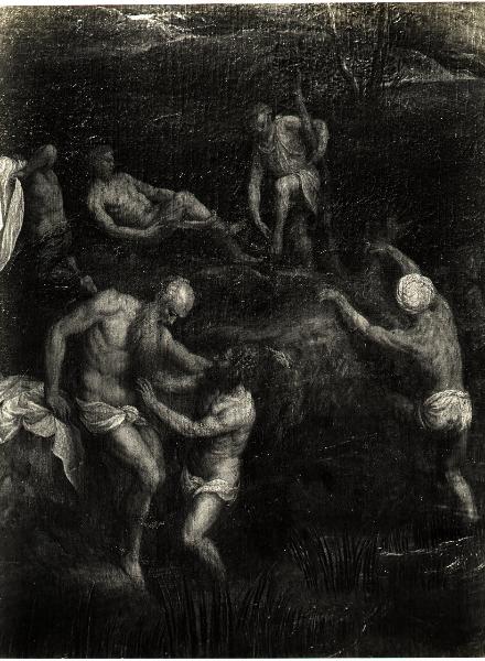 Milano - Pinacoteca di Brera. Paris Bordon, Battesimo di Cristo, particolare, olio su tela (XVI sec.).