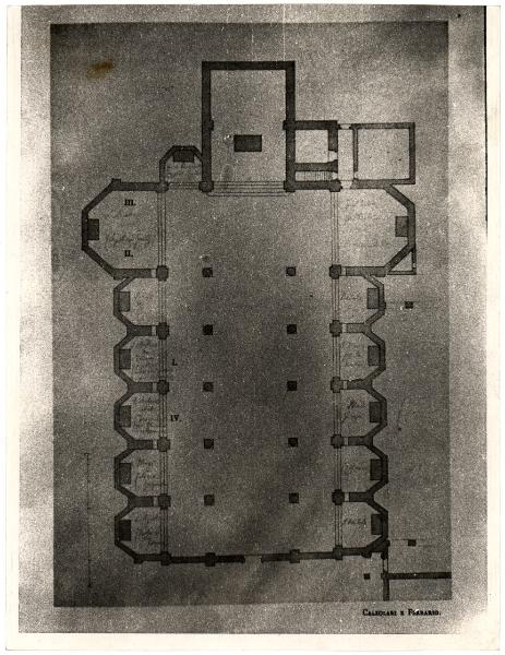 Pianta della Chiesa di San Pietro in Gessate a Milano.
