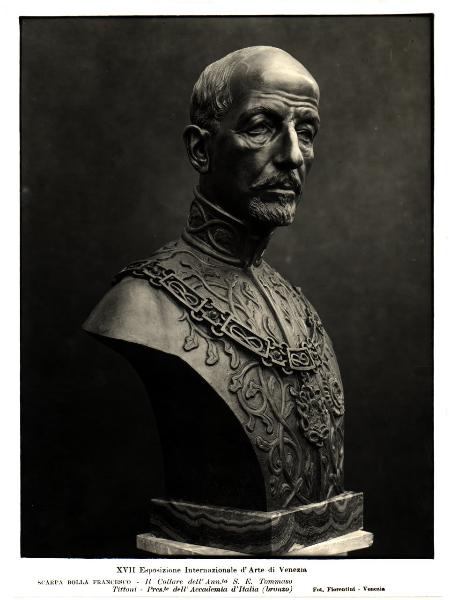 Venezia - XVII Esposizione Internazionale d'Arte. Francesco Scarpa Bolla, Il collare dell'Ann.ta S. E. Tommaso Tittoni (Presidente dell'Accademia d' Italia), busto in bronzo.