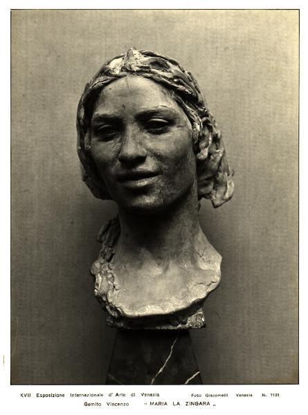 Venezia - XVIII Esposizione Internazionale d'Arte. Vincenzo Gemito, Maria la zingara, testa in terracotta (?).