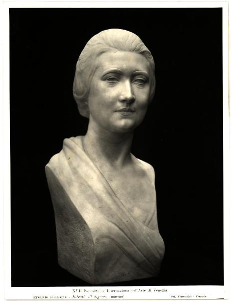 Venezia - XVII Esposizione Internazionale d'Arte. Eugenio Bellotto, Ritratto di Signora, mezzo busto in marmo.