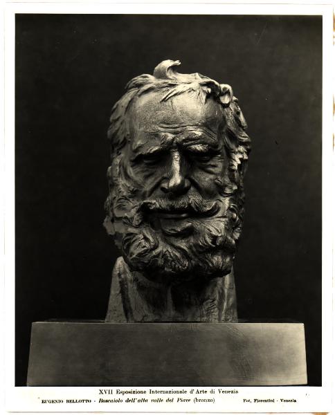 Venezia - XVII Esposizione Internazionale d'Arte. Eugenio Bellotto, Boscaiolo dell'alta valle del Piave, testa in bronzo.