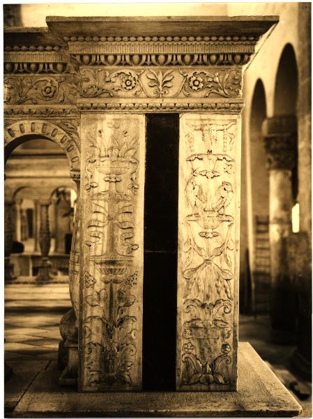 Aquileia - Basilica. Presbiterio, Bernardino da Bissone, particolare della decorazione della tribuna magna (1491 ca.).