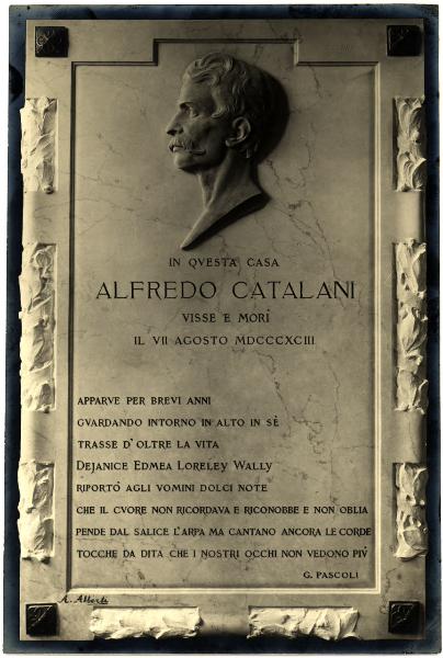 Milano. Achille Alberti, lapide commemorativa di Alfredo Catalani.