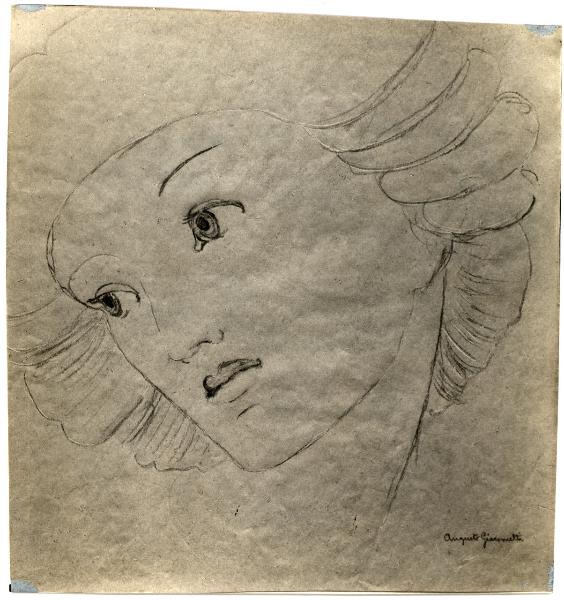 Augusto Giacometti, testa d'angelo, disegno su carta (1910).