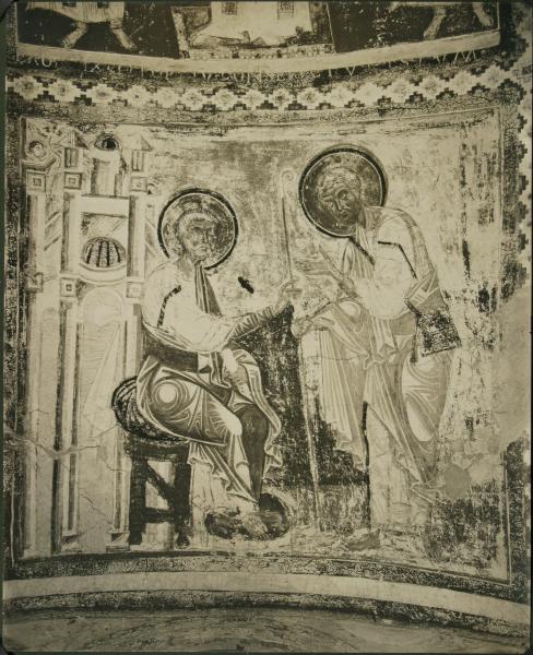 Aquileia - Basilica. Cripta Massenziana, San Pietro nomina vescovo S. Ermacora (?), affresco (XII sec.).