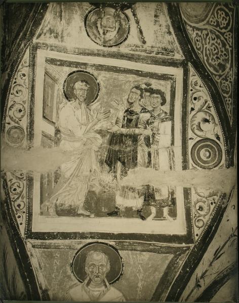 Aquileia - Basilica. Cripta Massenziana, Predicazione di S. Ermacora, affresco (XII-XIII sec.).