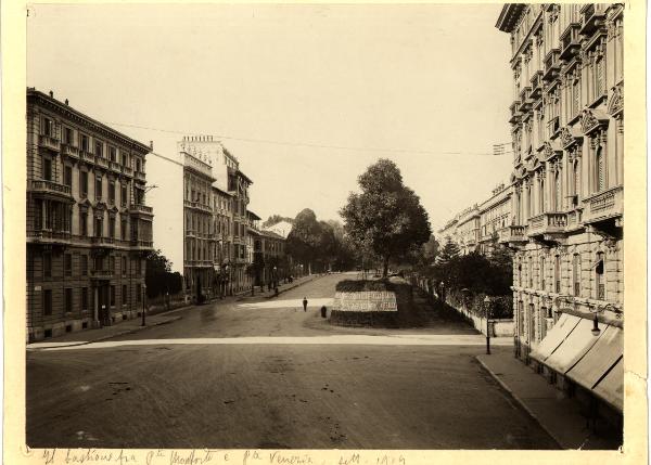 Milano - attuale viale Maino. Veduta del bastione fra l'allora Porta Monforte e Porta Venezia.