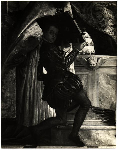Milano - Pinacoteca di Brera. Paolo Veronese, fanciullo reggi libro, particolare di S. Antonio Abate tra i santi Cornelio e Cipriano, olio su tela.