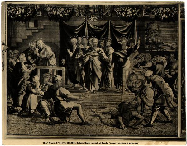Arazzo - Morte di Anania, 1654-1659 ca. - Manifattura di Lefebvre da cartone di Raffaello - Urbino - Galleria Nazionale delle Marche (già Milano, Palazzo Reale, fino al 1923)