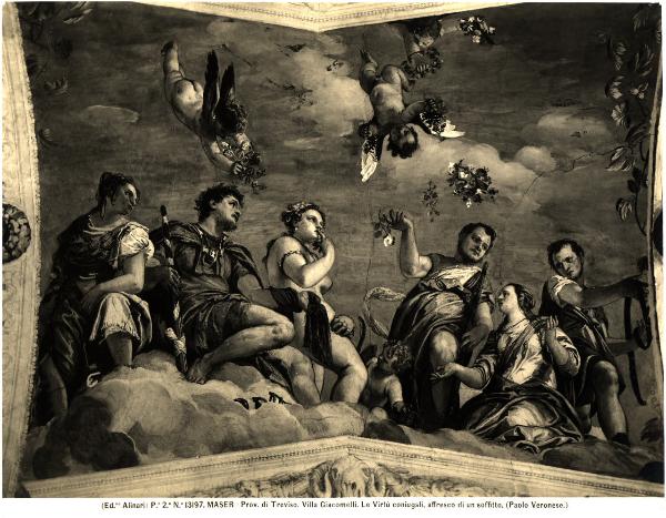 Maser - Villa Barbaro. Paolo Veronese, le Virtù coniugali, affresco di un soffitto (1566-68).