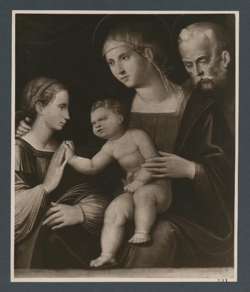 Milano - Collezione Giovanni Treccani degli Alfieri. Bartolomeo Ramenghi detto Bagnacavallo, Sacra Famiglia, olio su tavola.