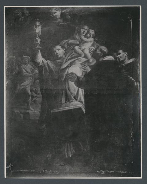 Dipinto - Federico Ferrario - S. Giacinto attraversa un fiume a piedi asciutti grazie al Ss. Sacramento - Milano - Museo Diocesano (già Duomo, Confraternita del Santissimo Sacramento)