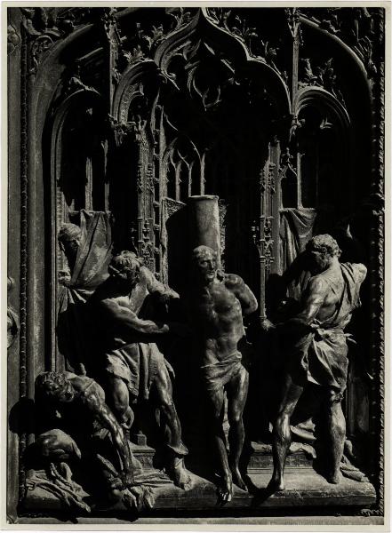 Milano - Duomo. Lodovico Pogliaghi, la Flagellazione, formella in bronzo del portale centrale (1894-1908).