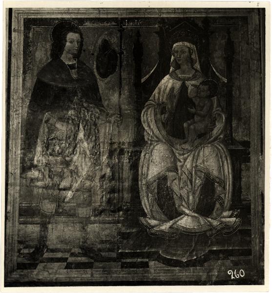 Venegono Superiore - Oratorio di Santa Caterina. Madonna in trono con Bambino e S. Rocco, affresco (1516).